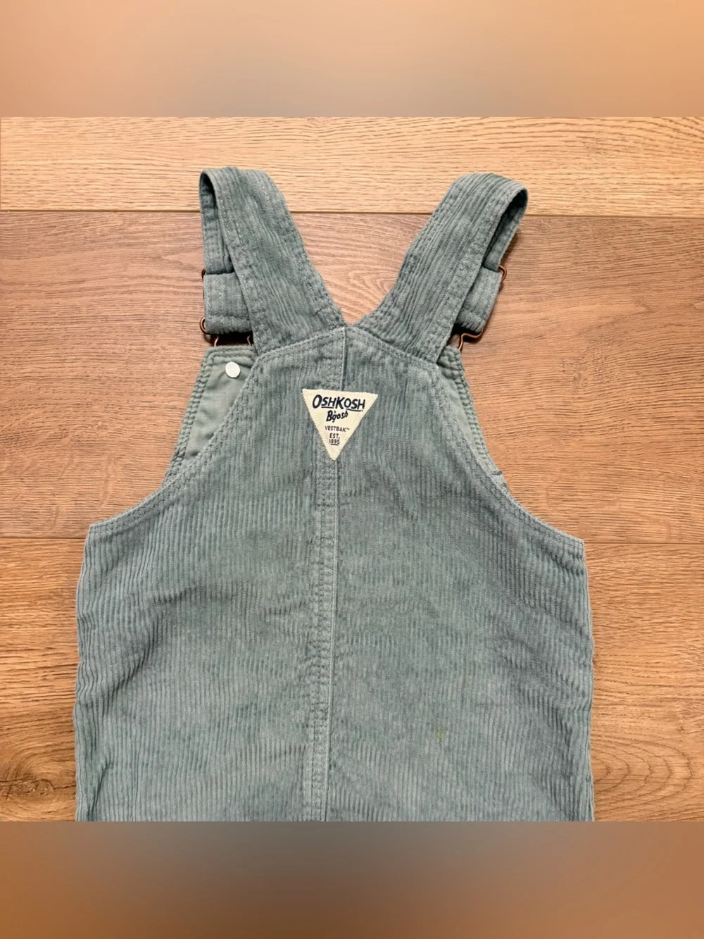 Oshkosh B'Gosh Toddler Girls’ Light Sage Green Corduroy Skirted Overall, Size 2T